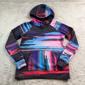 Burton Dryride Multi Colored Hoodie Womens Large Thumbholes Pullover